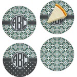 Geometric Circles Set of 4 Glass Appetizer / Dessert Plate 8" (Personalized)
