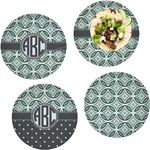 Geometric Circles Set of 4 Glass Lunch / Dinner Plate 10" (Personalized)