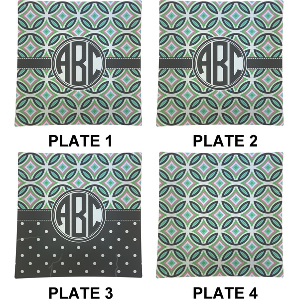 Geometric Circles Set of Square Dinner Plates (Approval)