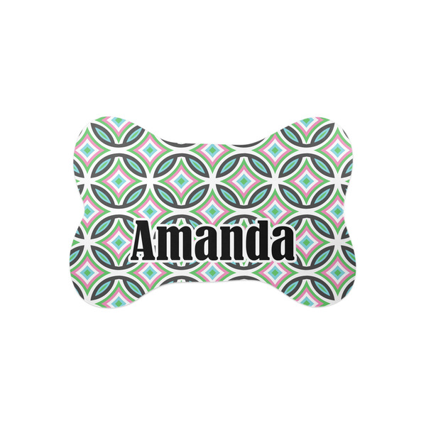 Custom Geometric Circles Bone Shaped Dog Food Mat (Small) (Personalized)