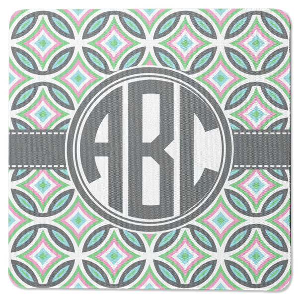 Custom Geometric Circles Square Rubber Backed Coaster (Personalized)