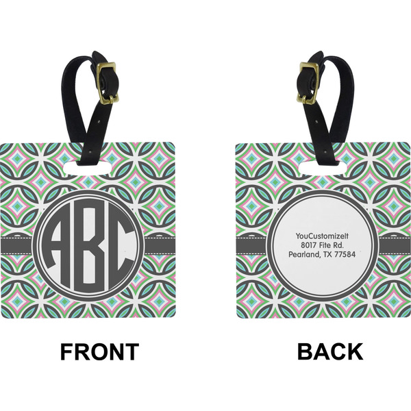 Geometric Circles Square Luggage Tag (Front + Back)