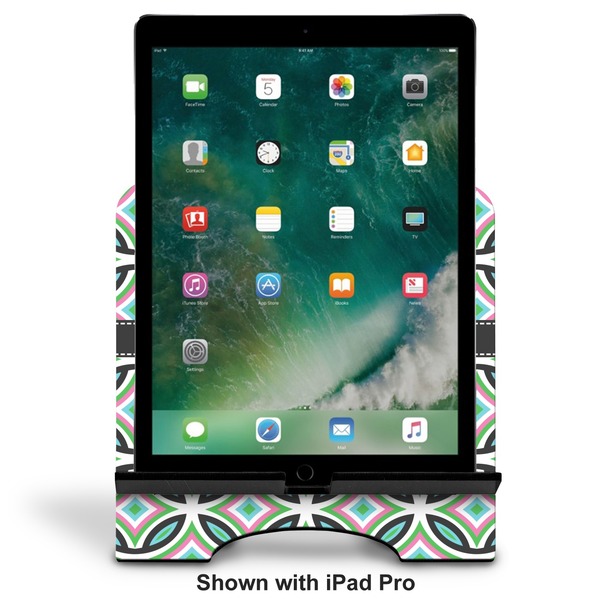Geometric Circles Stylized Tablet Stand - Front with ipad