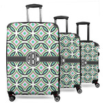 Geometric Circles 3 Piece Luggage Set - 20" Carry On, 24" Medium Checked, 28" Large Checked (Personalized)