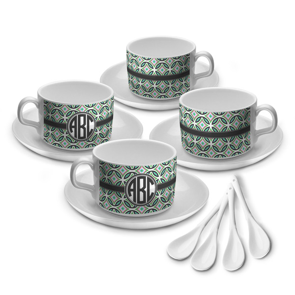 Custom Geometric Circles Tea Cup - Set of 4 (Personalized)