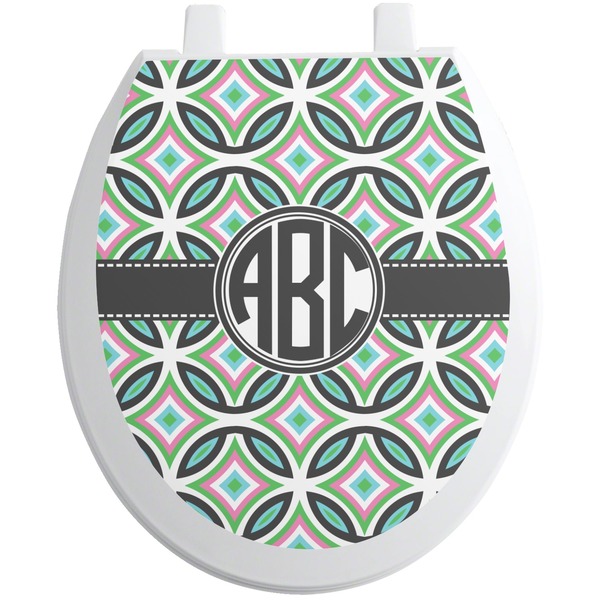 Custom Geometric Circles Toilet Seat Decal - Round (Personalized)