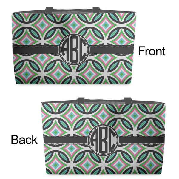 Geometric Circles Tote w/Black Handles - Front & Back Views