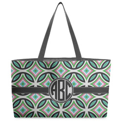 Geometric Circles Beach Totes Bag - w/ Black Handles (Personalized)