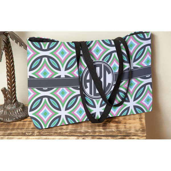 Geometric Circles Tote w/Black Handles - Lifestyle View