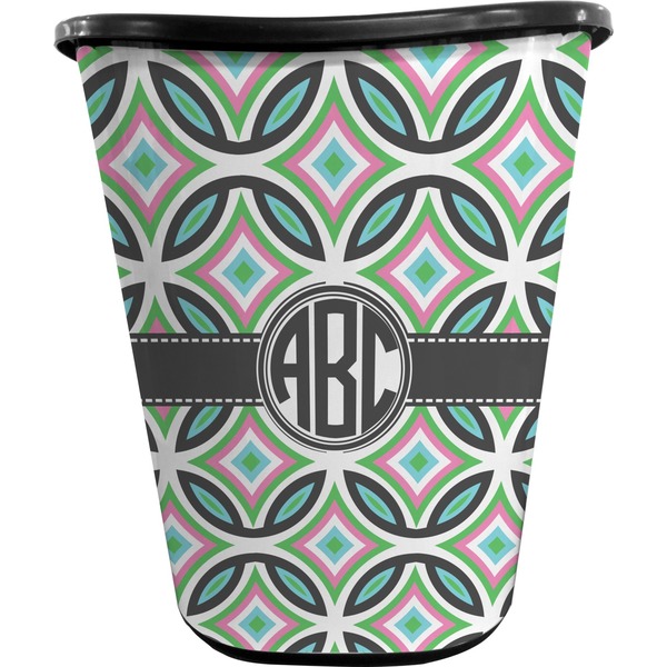 Custom Geometric Circles Waste Basket - Single Sided (Black) (Personalized)