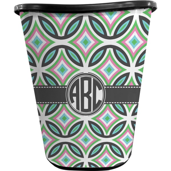 Geometric Circles Trash Can Black