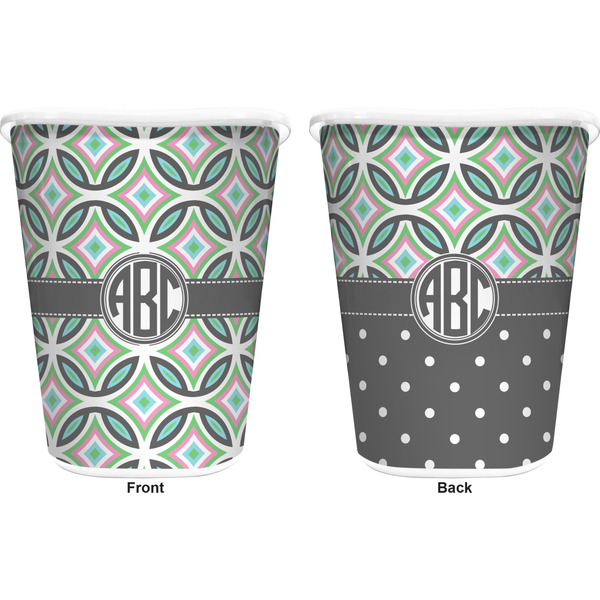 Geometric Circles Trash Can White - Front and Back - Apvl
