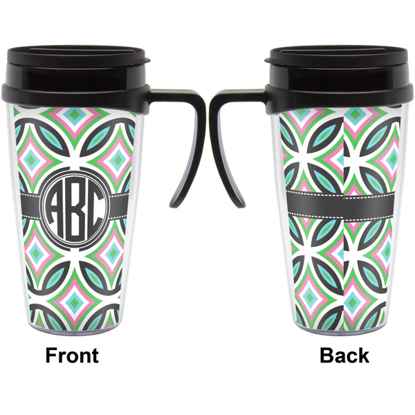 Geometric Circles Travel Mug with Black Handle - Approval