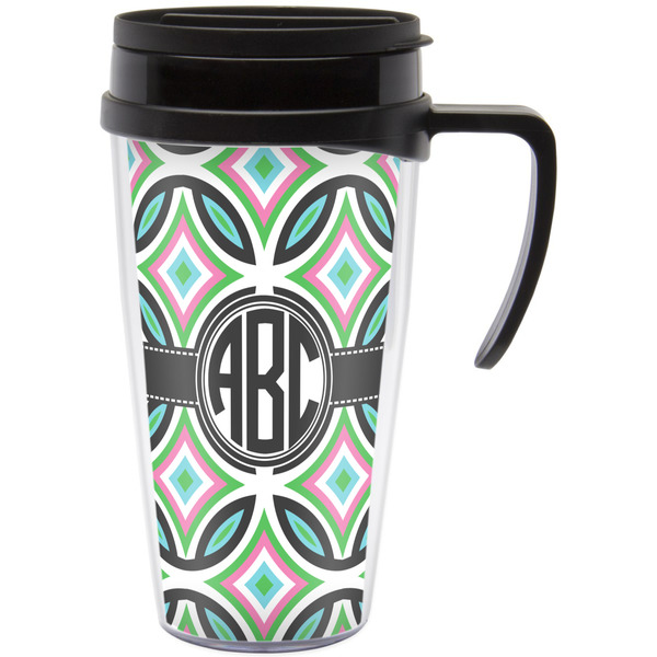 Custom Geometric Circles Acrylic Travel Mug with Handle (Personalized)