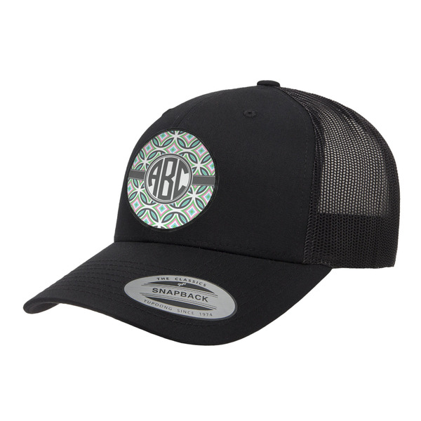 Custom Geometric Circles Trucker Hat - Black (Personalized)