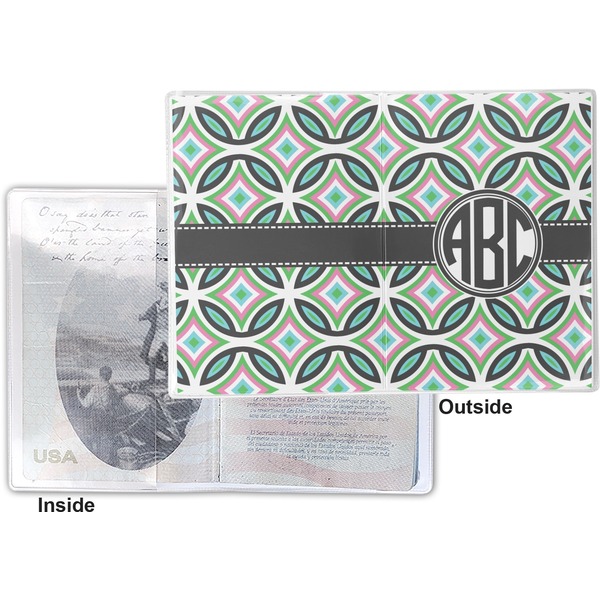 Geometric Circles Vinyl Passport Holder - Flat Front and Back