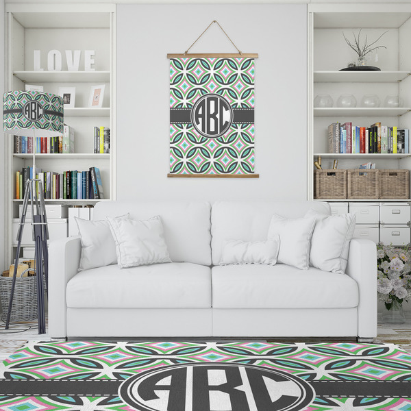 Geometric Circles Wall Hanging Tapestry - Portrait - IN CONTEXT