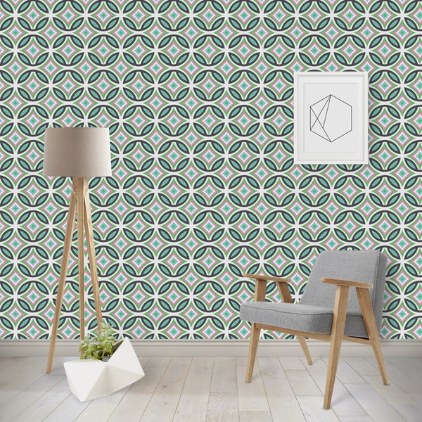 Custom Geometric Circles Wallpaper & Surface Covering (Water Activated - Removable)