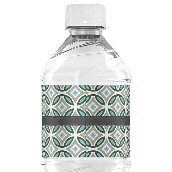 Geometric Circles Water Bottle Label - Back View