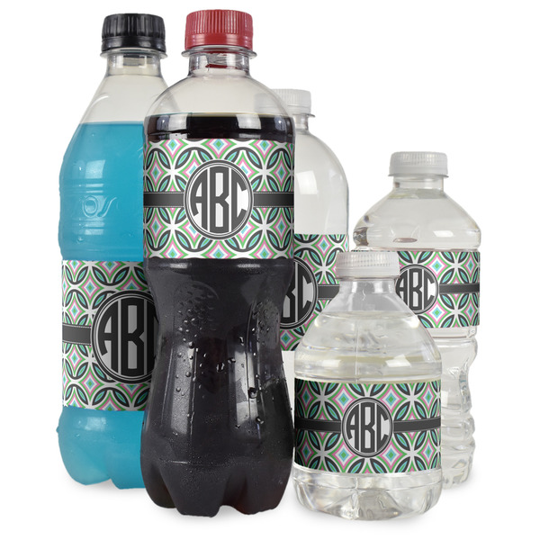 Geometric Circles Water Bottle Label - Multiple Bottle Sizes