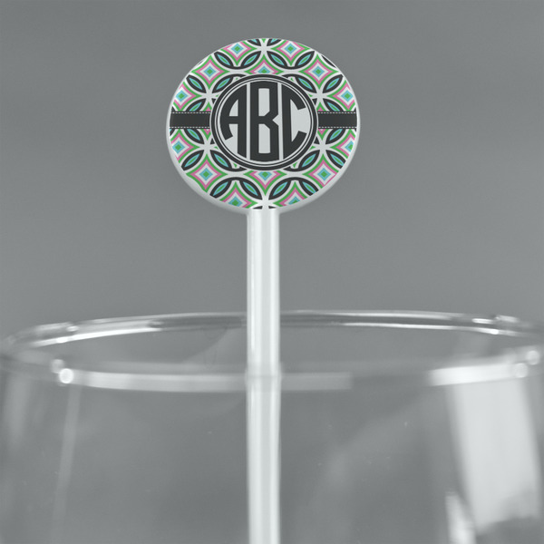 Geometric Circles White Plastic 5.5" Stir Stick - Round - Main