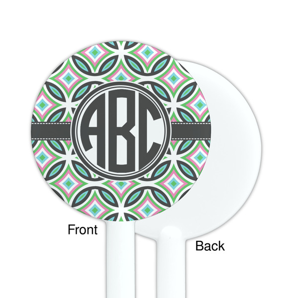 Geometric Circles White Plastic 5.5" Stir Stick - Single Sided - Round - Front & Back