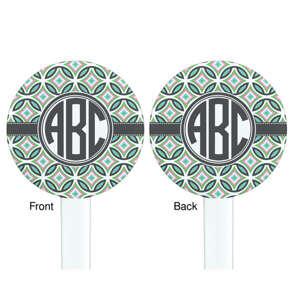 Geometric Circles White Plastic 7" Stir Stick - Double Sided - Round - Front & Back