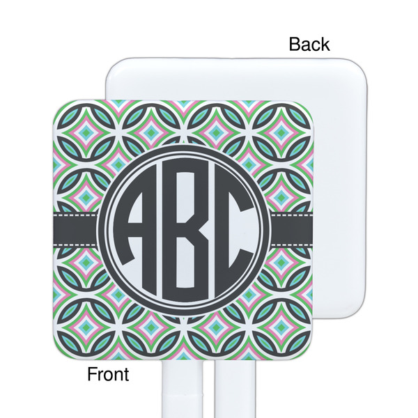 Geometric Circles White Plastic Stir Stick - Single Sided - Square - Approval