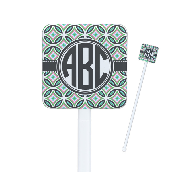 Custom Geometric Circles Square Plastic Stir Sticks - Single Sided (Personalized)