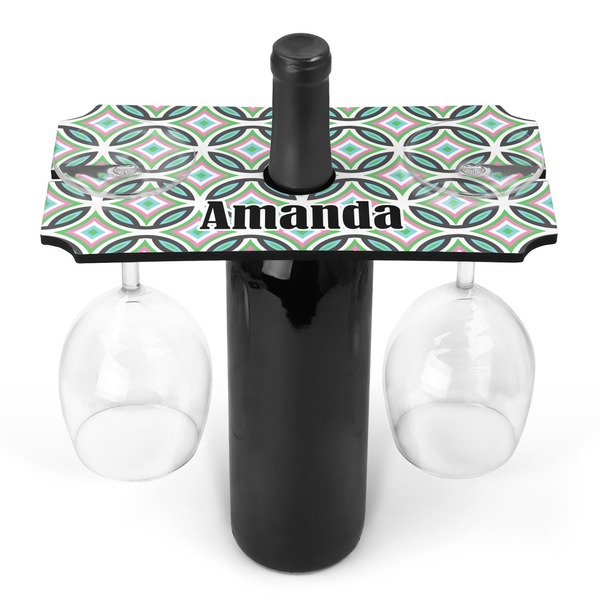 Custom Geometric Circles Wine Bottle & Glass Holder (Personalized)