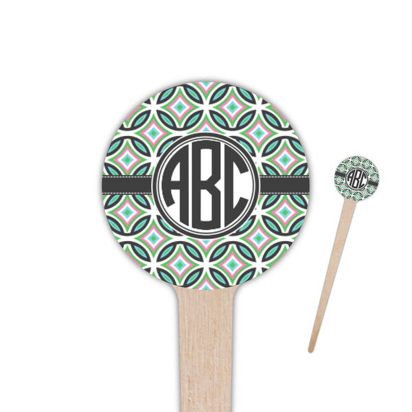 Custom Geometric Circles 4" Round Wooden Food Picks - Double Sided (Personalized)