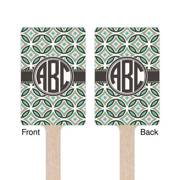 Geometric Circles Wooden 6.25" Stir Stick - Rectangular - Double Sided - Front & Back