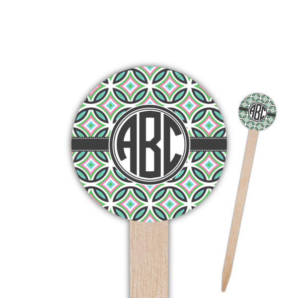 Custom Geometric Circles 6" Round Wooden Food Picks - Double Sided (Personalized)