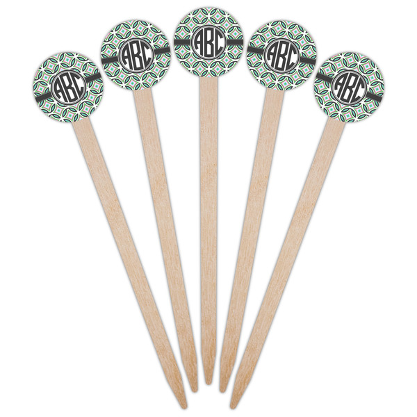 Geometric Circles Wooden 6" Food Pick - Round - Fan View