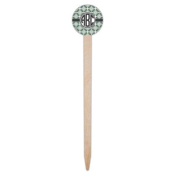 Geometric Circles Wooden 6" Food Pick - Round - Single Pick