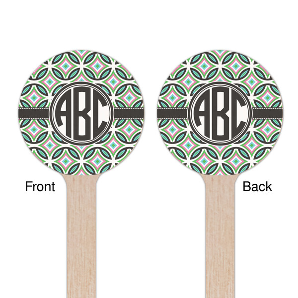 Geometric Circles Wooden 6" Stir Stick - Round - Double Sided - Front & Back