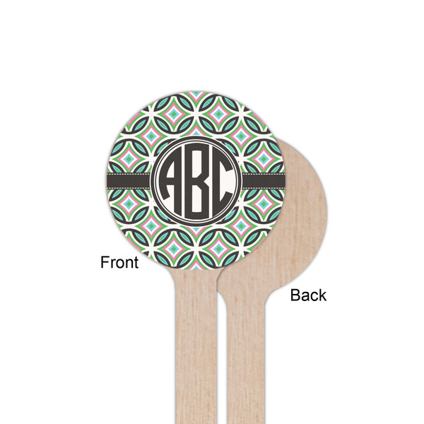 Geometric Circles Wooden 6" Stir Stick - Round - Single Sided - Front & Back