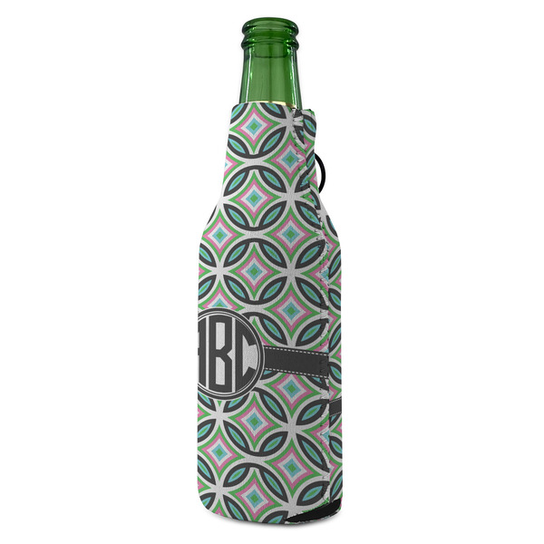 Geometric Circles Zipper Bottle Cooler - ANGLE (bottle)