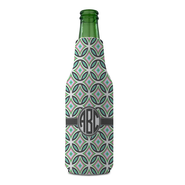 Geometric Circles Zipper Bottle Cooler - FRONT (bottle)