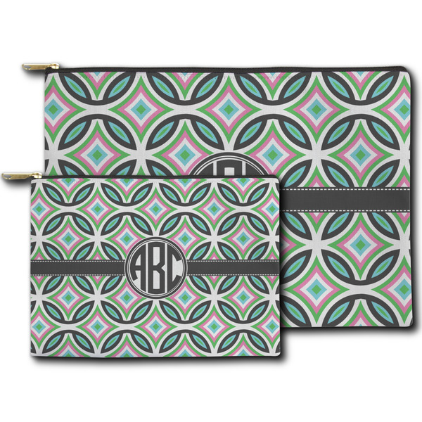 Geometric Circles Zippered Pouches - Size Comparison