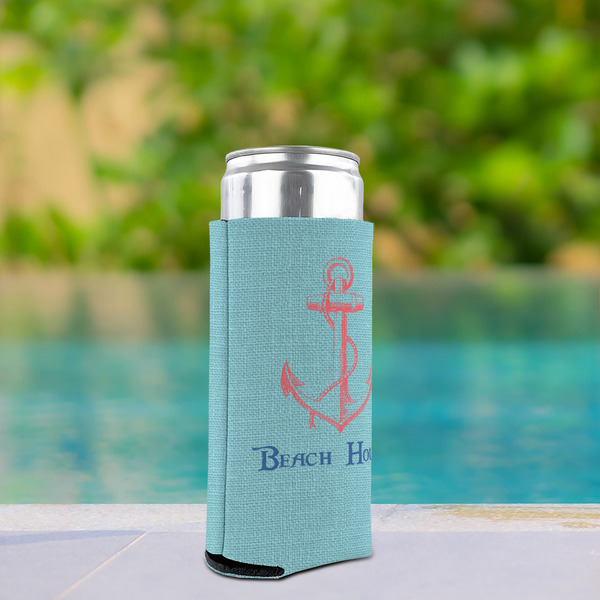 Chic Beach House Can Cooler - Tall 12oz - In Context