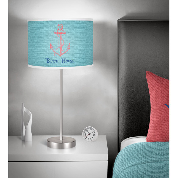 Chic Beach House 13 inch drum lamp shade - in room