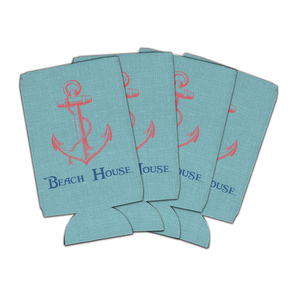 Custom Chic Beach House Can Cooler (16 oz) - Set of 4