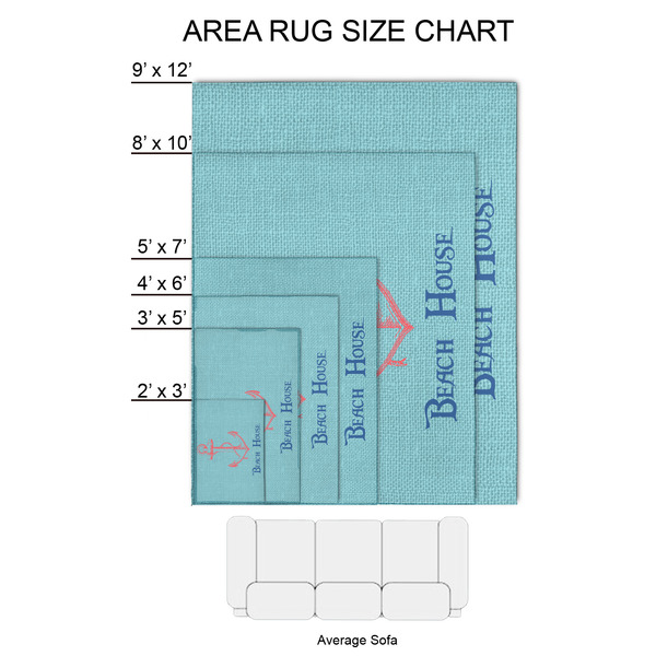 Chic Beach House 2'x3' Indoor Area Rugs - Size Chart