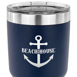 Chic Beach House 30 oz Stainless Steel Tumbler - Navy - Single Sided