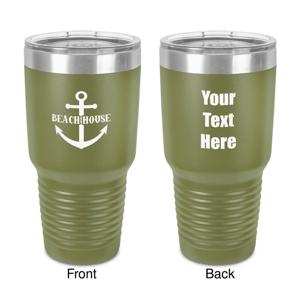 Custom Chic Beach House 30 oz Stainless Steel Tumbler - Olive - Double-Sided