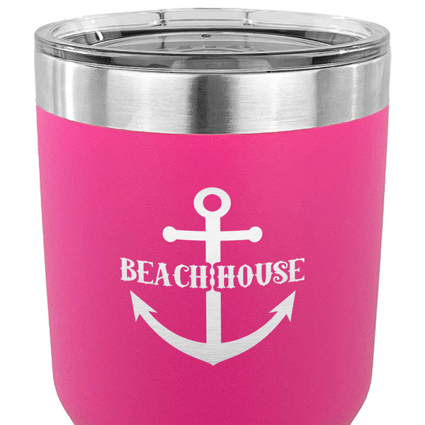 Chic Beach House 30 oz Stainless Steel Ringneck Tumbler - Pink - CLOSE UP