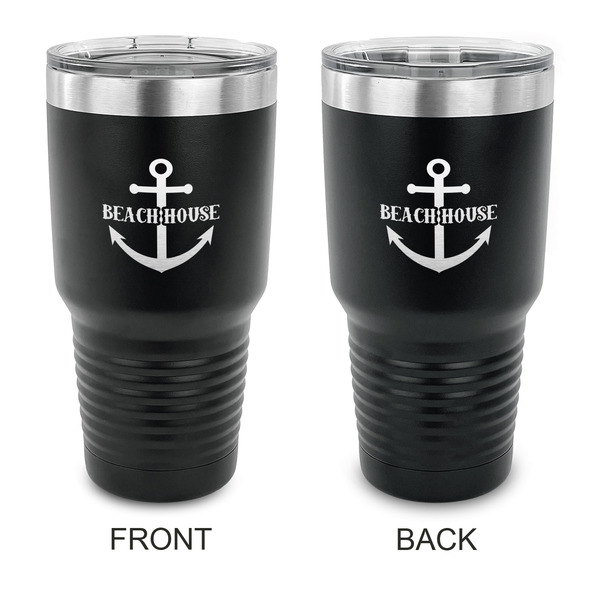 Custom Chic Beach House 30 oz Stainless Steel Tumbler - Black - Double Sided