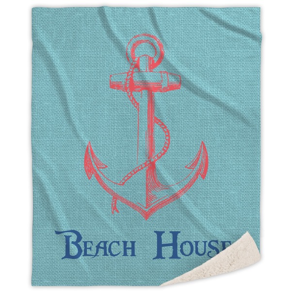 Custom Chic Beach House Sherpa Throw Blanket - 50"x60"