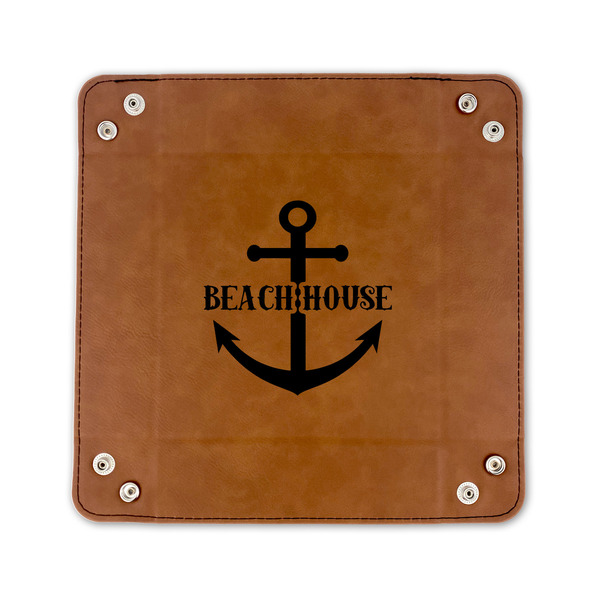 Chic Beach House 6" x 6" Leatherette Snap Up Tray - FLAT FRONT